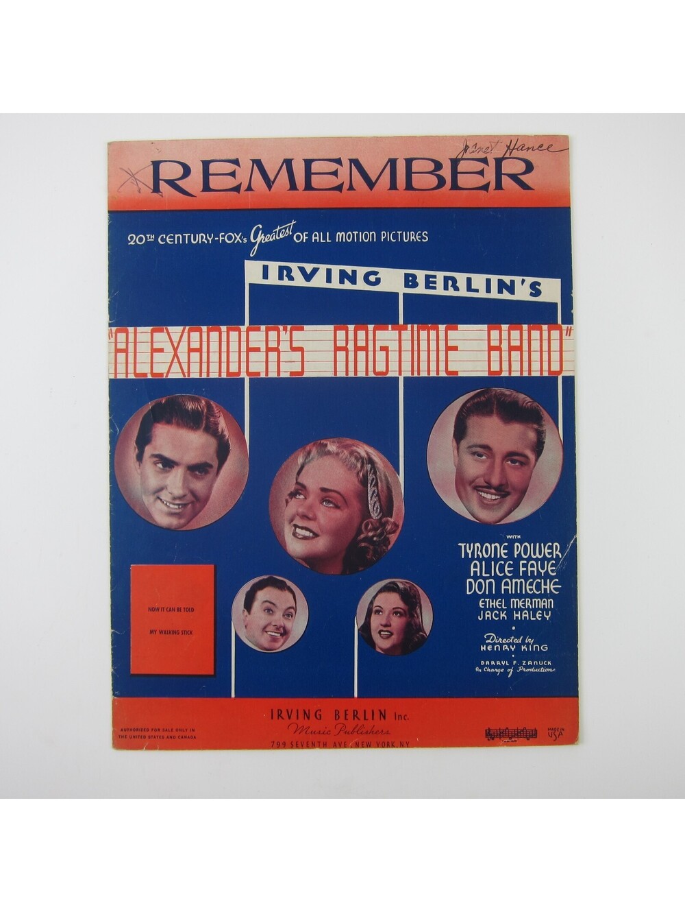 Sheet Music Remember Alexander's Ragtime Band Irving Berlin Antique 1925 RARE